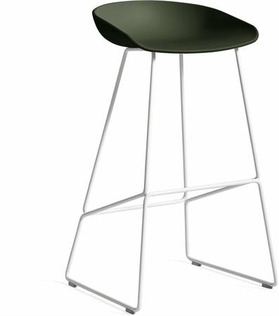 Tabouret de bar en métal vert et piétement blanc 74 cm
