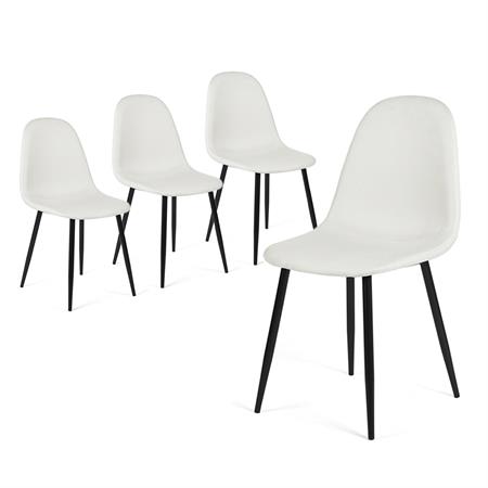 Lot de 4 chaises tissu blanc cassé pieds noir