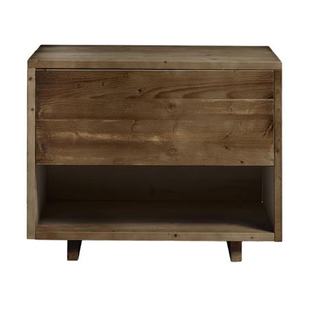 Table de chevet  avec tiroir en bois couleur marron vieilli