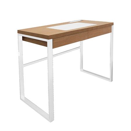 Bureau  plateau effet bois et piètement blanc
