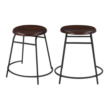 Lot de 2 tabourets en bois foncé
