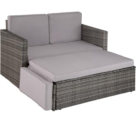 Canapé de jardin Lounge en rotin 2 places robuste gris