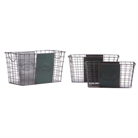 Corbeille en fer gris 41x27x24 cm