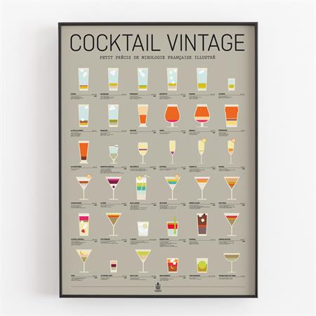 Affiche d'art cocktail vintage 50 X 70 cm