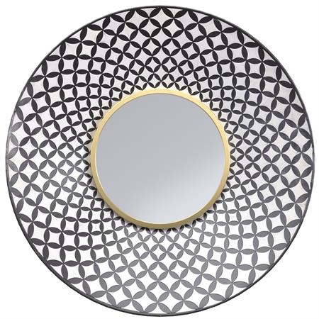 Miroir rond en métal noir et blanc finition doré D59 cm