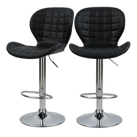 Lot de 2 chaises de bar réglables 53/74 cm en cuir synthétique noir