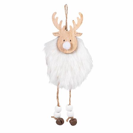 Suspension de Noël cerf beige et imitation fourrure blanche