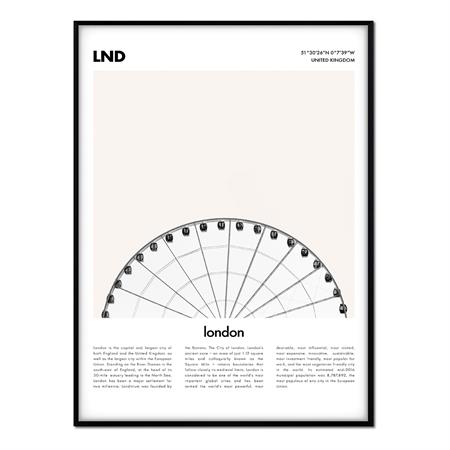Affiche avec cadre noir - Description Londres - 50x70