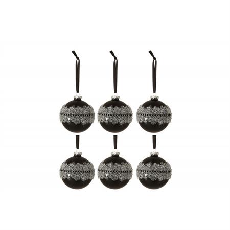 Boite de 6 boules de Noël en verre noir 8x8x8 cm