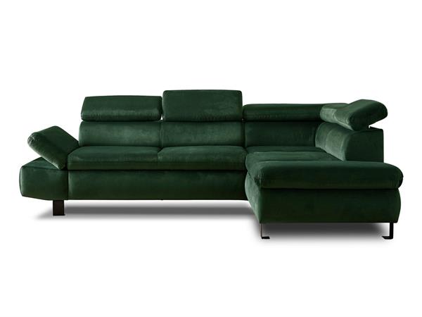 Canapé d'angle droit convertible 5 places en velours vert