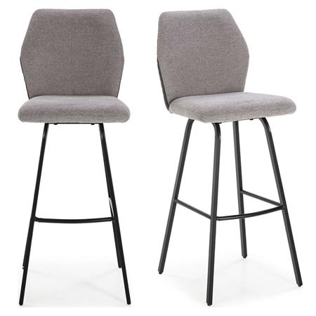 Lot de 2 tabourets de bar en tissu gris clair et simili