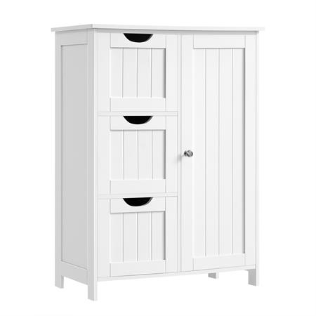Meuble de salle de bain 3 tiroirs 1 porte effet bois blanc