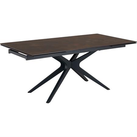 Table de repas extensible en métal et céramique - bronze 