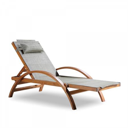 NAARI - Transat en bois et textilène gris et olive