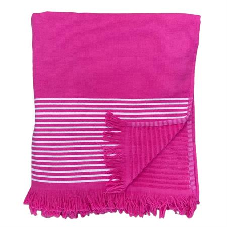 Fouta doublée éponge Paski Fuchsia 140x180