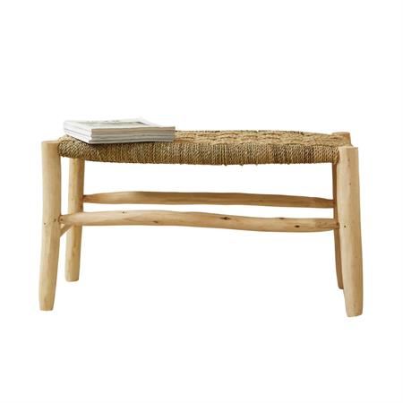 Banc marocain  tressage damier osier/bois naturel 35 x 80