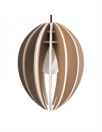 Lampe à suspendre bois cordon noir et ampoule