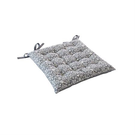 Galette de chaise piquée aux impressions nature polyester/coton gris