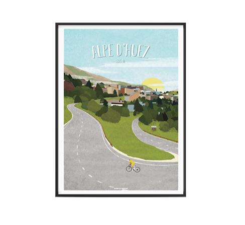 Affiche Cyclisme - Affiche Alpes d'Huez 30 x 40 cm
