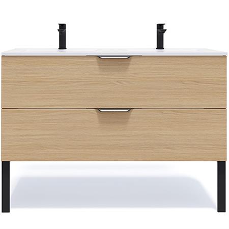 Meuble salle de bain double vasque 120cm 2 tiroirs Chêne