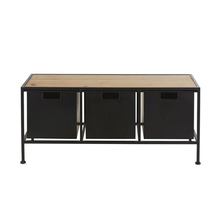 Petit meuble de rangement 3 caissons en métal noir