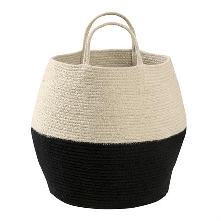 Panier en coton noir et beige 35xØ30