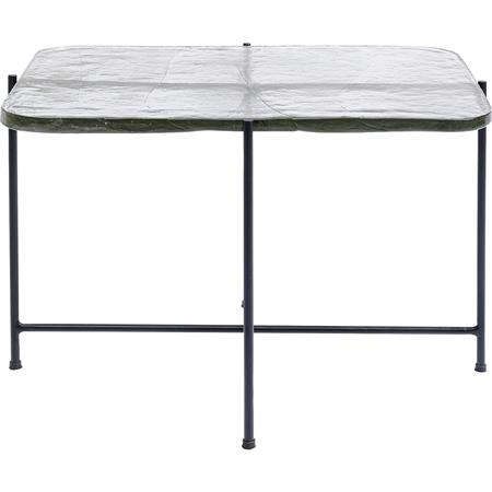 Table basse en verre brut et acier noir