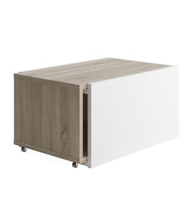 Table Basse Extensible avec Caisson Coulissant - Marron