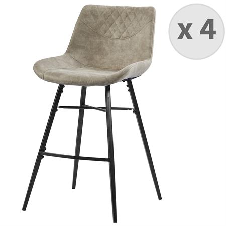 Chaises haute industrielle micro vintage marron clair /métal noir 