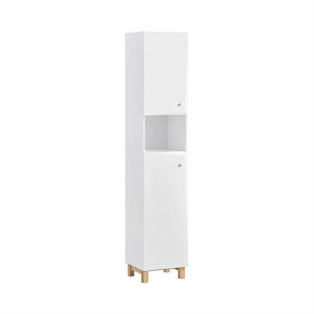 Meuble colonne 6 compartiments effet bois blanc