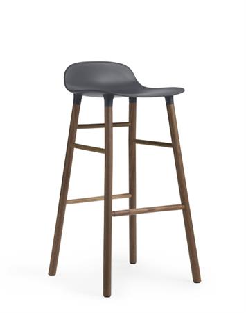 Tabouret de bar en noyer naturel et pp bleu 75 cm