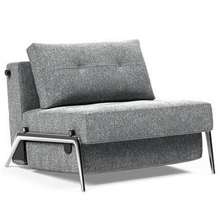 INNOVATION LIVING  Fauteuil design CUBED 02 ALU convertible 200x90cm tissu Taura Slate Grey