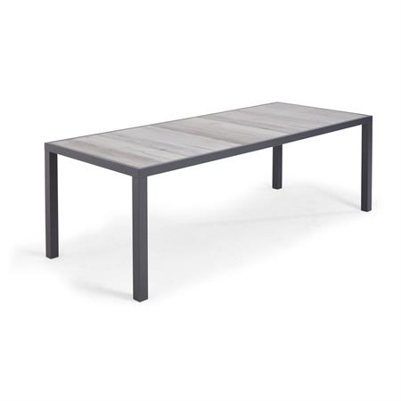 Table de jardin en céramique 10 places effet bois grisé