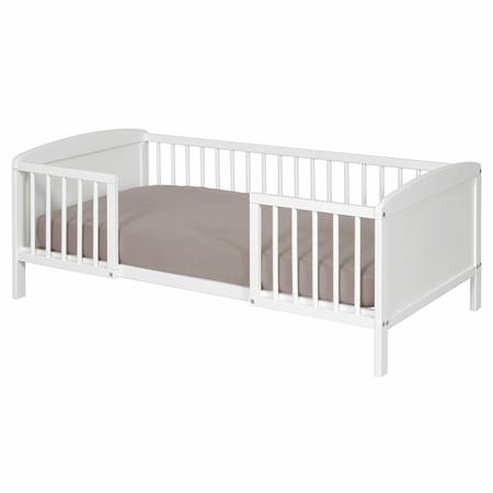 Lit enfant avec barrières bois massif blanc 70x140 cm