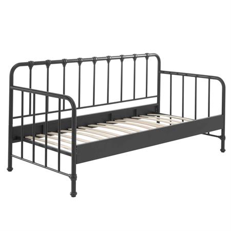 Lit enfant banquette à barreaux en métal noir 90x200