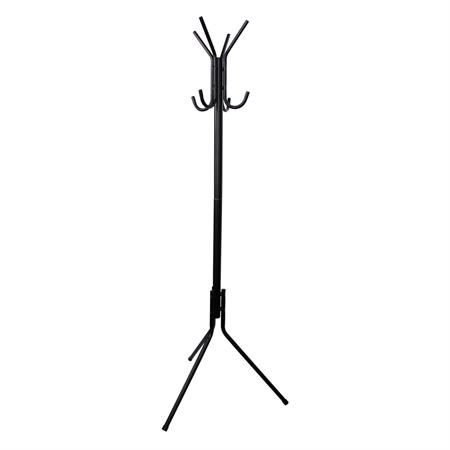 Porte-manteaux avec 8 crochets sur pieds en métal noir 178x62x62cm