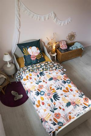 Parure housse de couette coton rose 140x200 cm