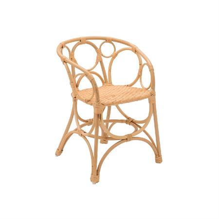 Fauteuil enfant en rotin beige avec accoudoirs