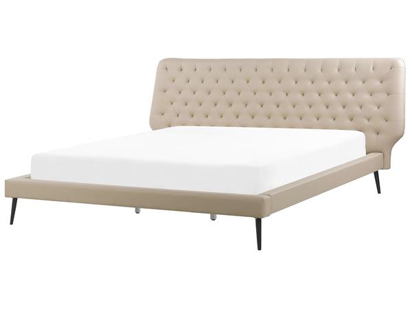 Lit double en cuir pu beige 180x200
