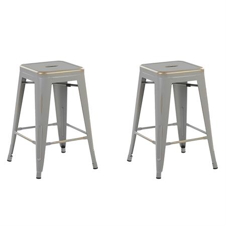 Lot de 2 tabourets de bar Métal Argenté