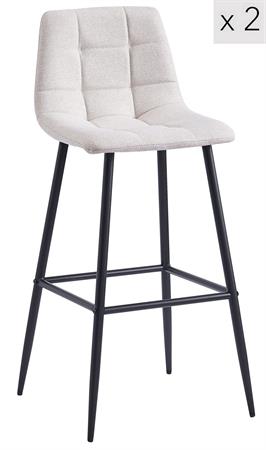 Lot de 2 tabourets de bar en métal et tissu beige