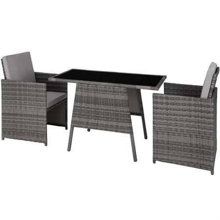 Salon de jardin Pour 2 personnes Résistant aux UV Pliable gris