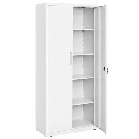Meuble de rangement bureau en acier 5 niveaux doubles portes blanc