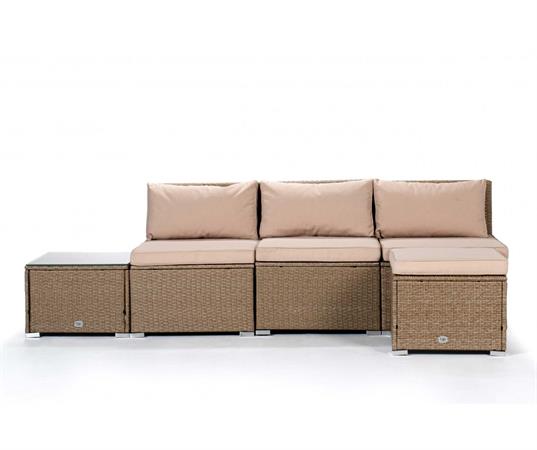 Salon de jardin Ensemble Central 4 Places Beige Rotin Synthétique