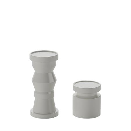 Set de 2 bougeoirs en bois design coloris crème  20cm