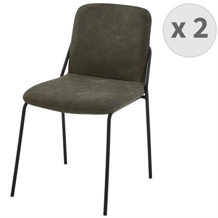 Chaise vintage en microfibre Ebène et métal noir 