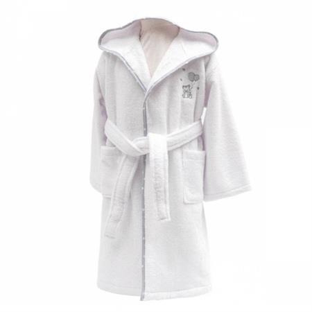 Peignoir enfant en coton peigné zéro twist  blanc 02 ans
