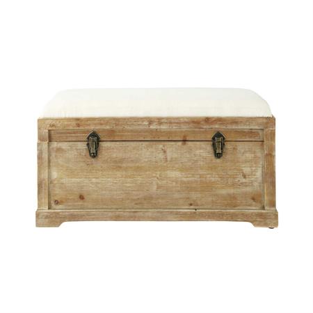 Banc avec coffre de rangement en sapin et coton