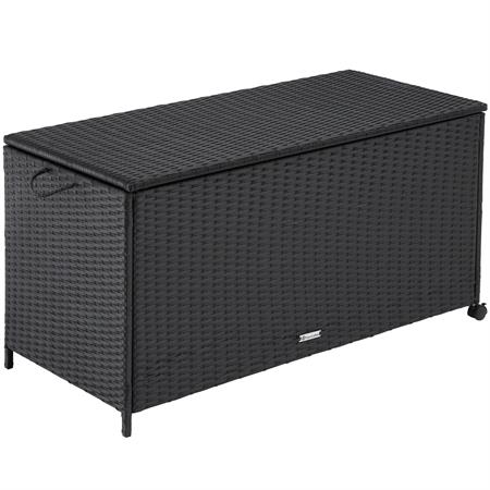 Coffre de rangement jardin Cadre en aluminium tressage en rotin noir