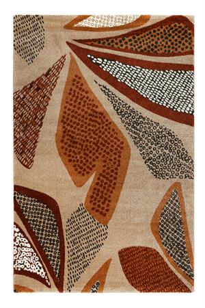 Tapis design motif végétal fond beige sable 160x225